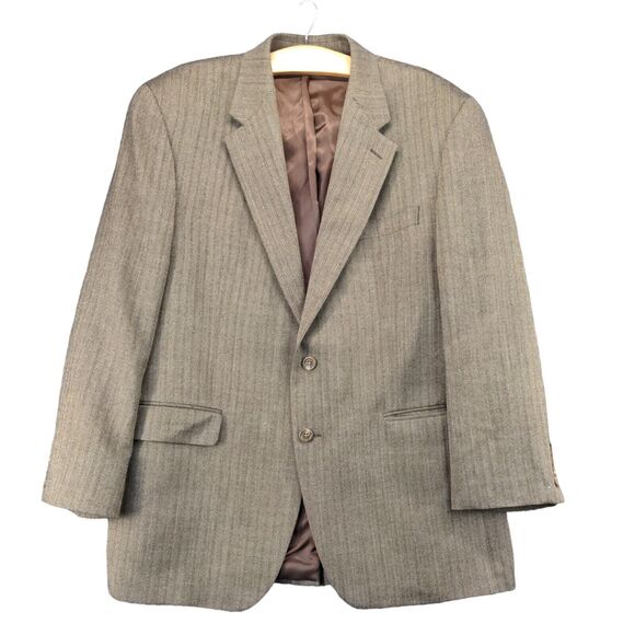 Lauren Ralph Lauren 2 Button Blazer Jacket Mens Size 44 Brown Pure Wool - Picture 1 of 12